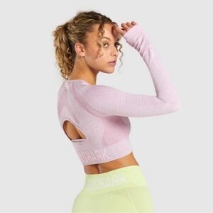 Gymshark Flex Sports Long Sleeve Crop Top in Pink